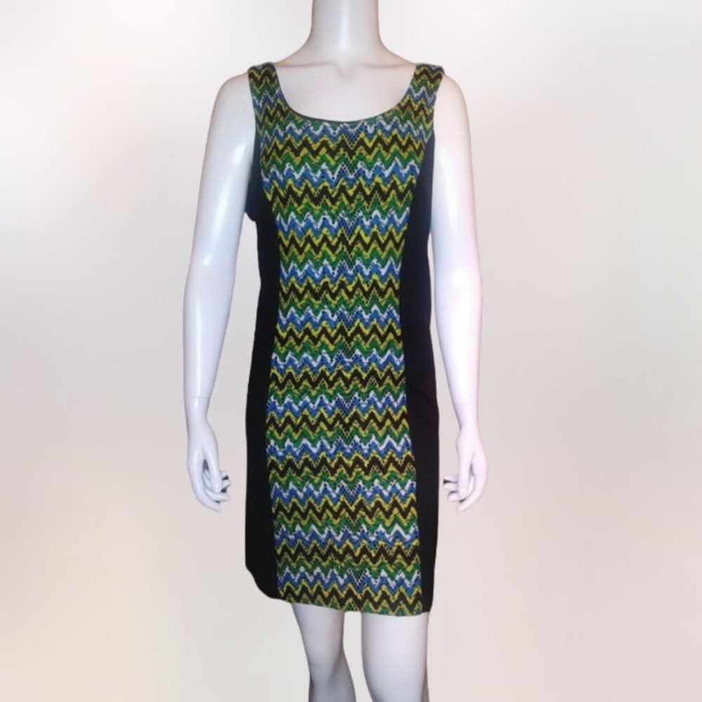 Kensie Black and Blue Sheath Mini Dress Sleeveless Scoop Neck - Picture 12 of 13